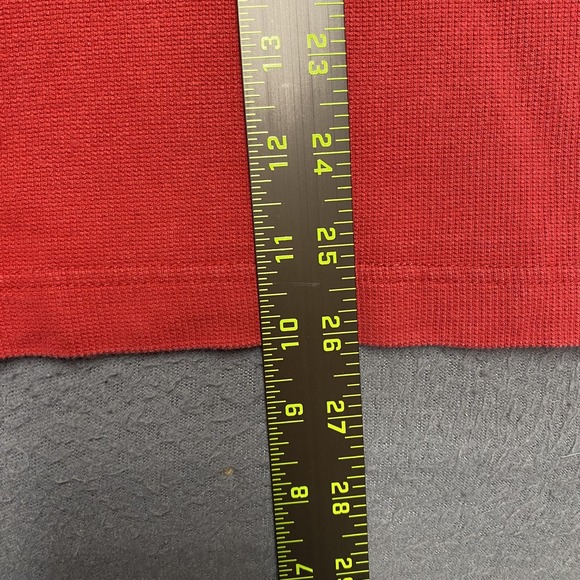 Tommy Jeans Hilfiger Denim Shirt Mens Large Red V Neck‎ 85 Logo Casual 2000s - Picture 8 of 9